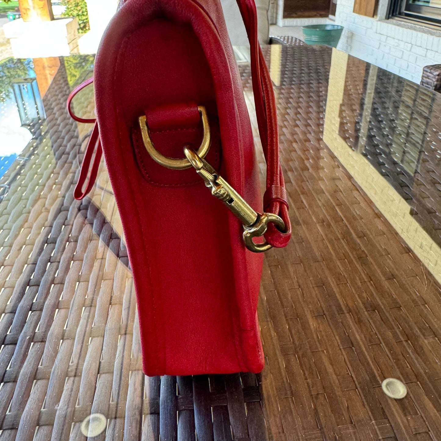 Vintage Coach Red Zippered Clutch 9455
