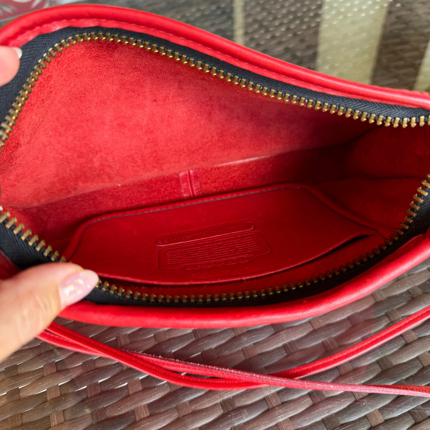 Vintage Coach Red Zippered Clutch 9455