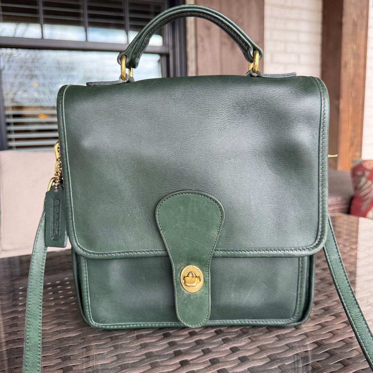 Vintage Coach Bottle Green Station Bag 5130