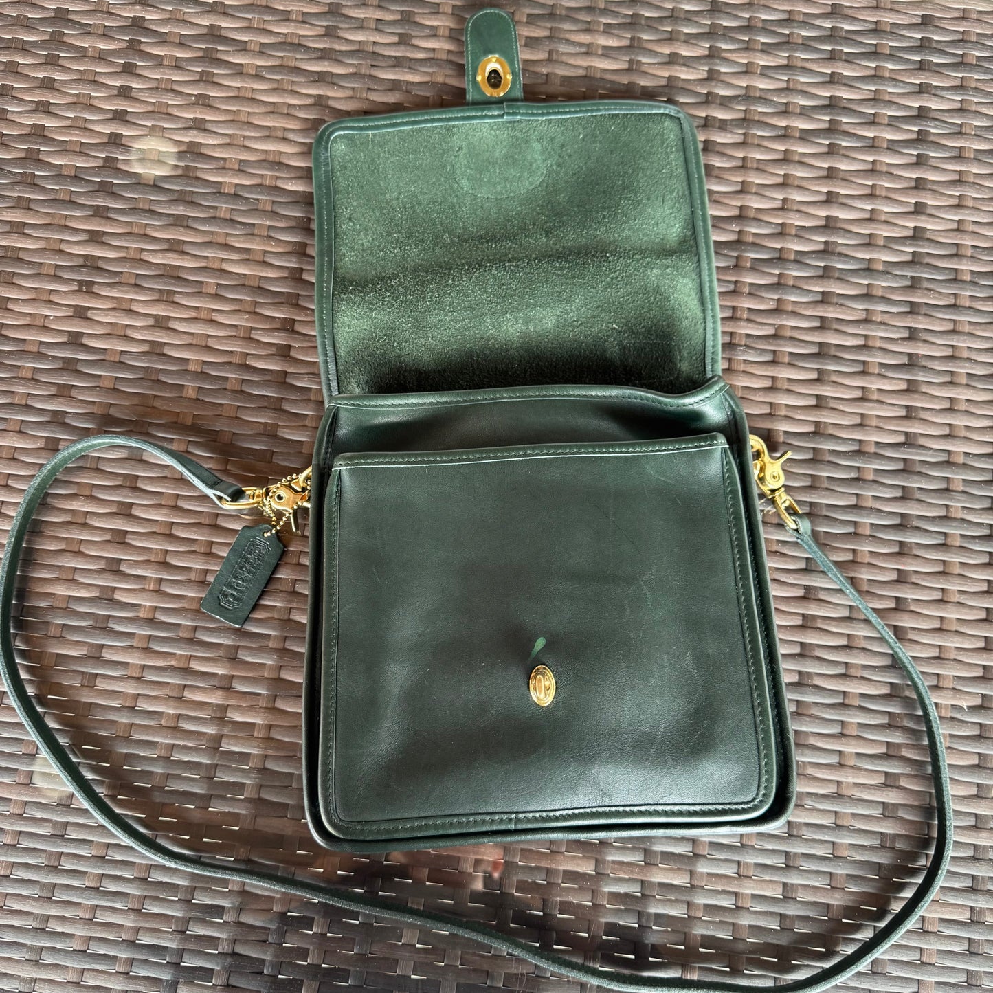 Vintage Coach Bottle Green Station Bag 5130