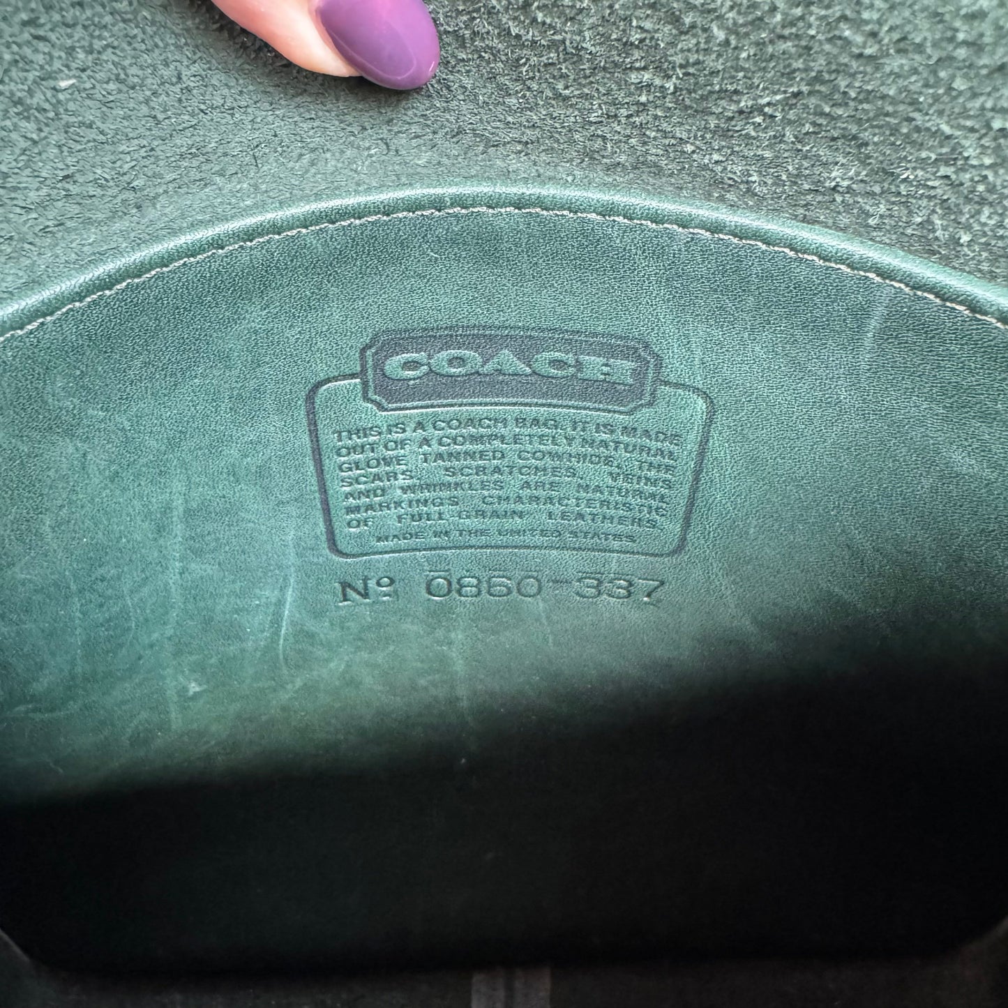 Vintage Coach Bottle Green Station Bag 5130