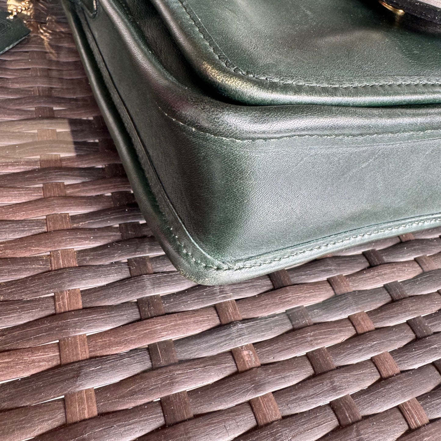 Vintage Coach Bottle Green Station Bag 5130
