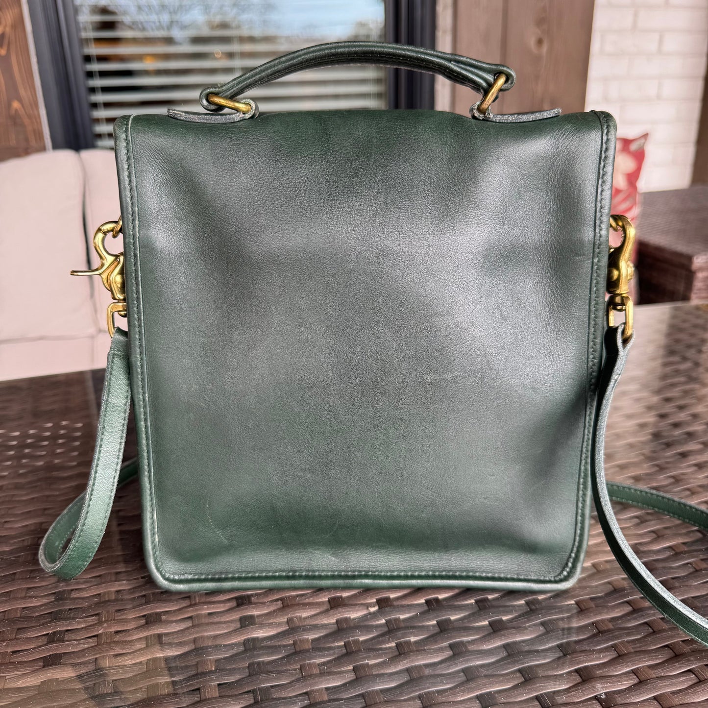 Vintage Coach Bottle Green Station Bag 5130