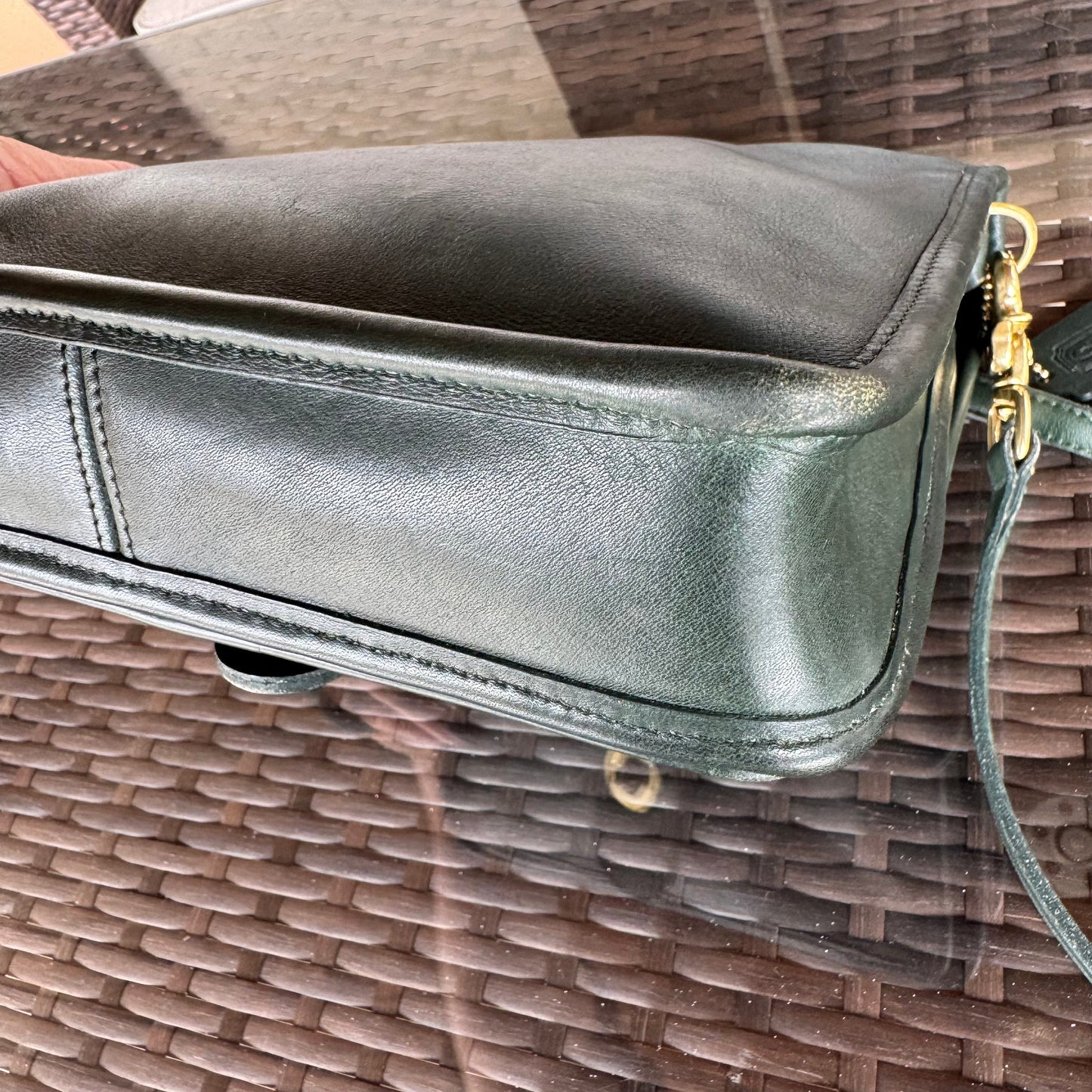 Vintage Coach Bottle Green Station Bag 5130