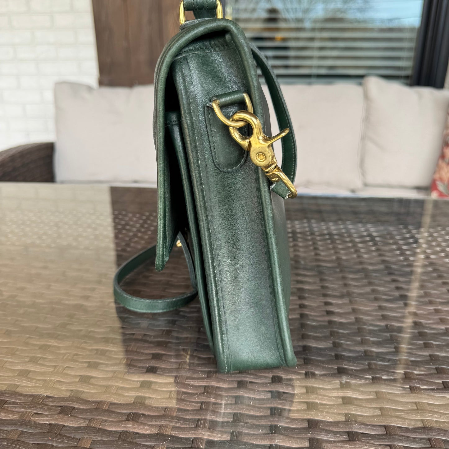 Vintage Coach Bottle Green Station Bag 5130