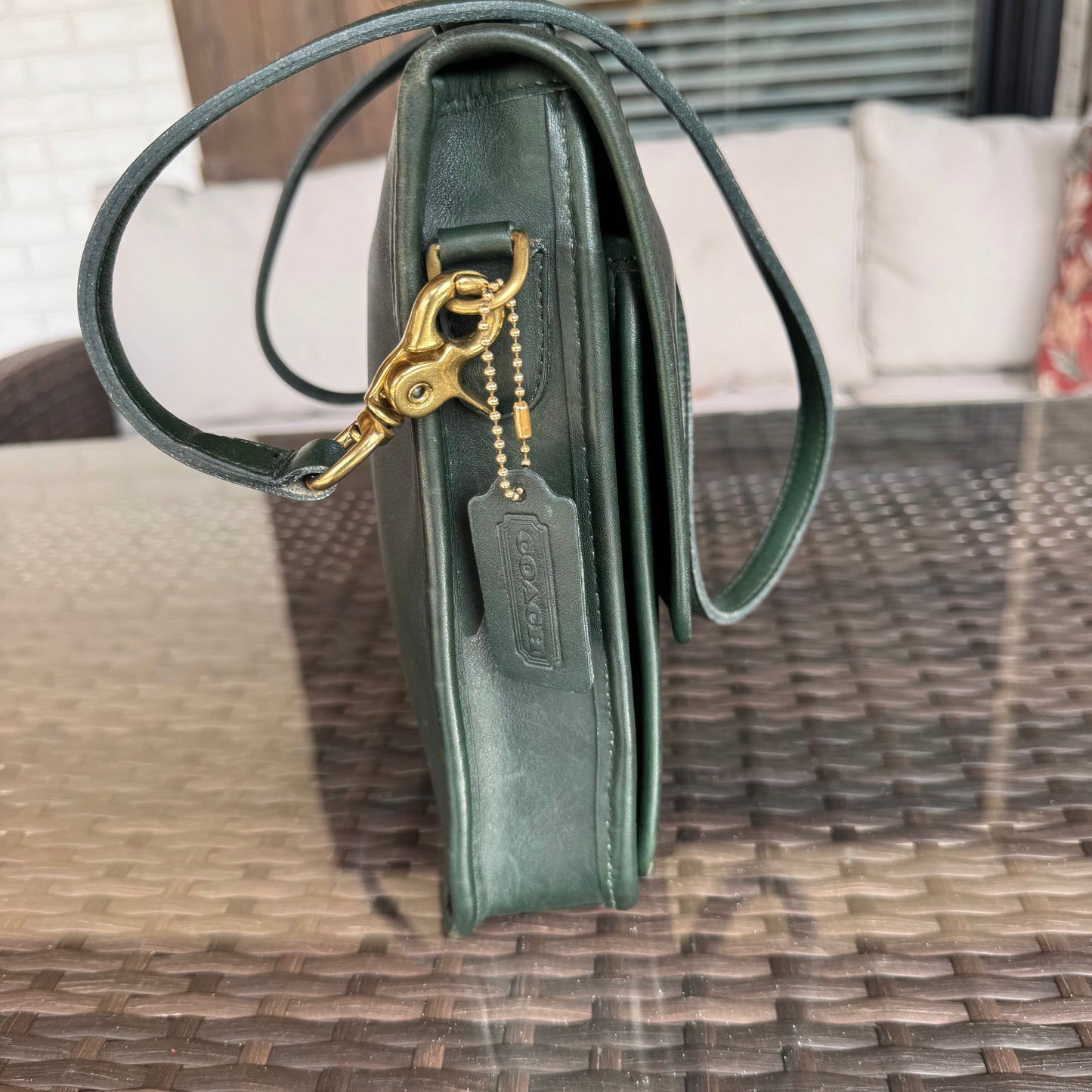 Vintage Coach Bottle Green Station Bag 5130