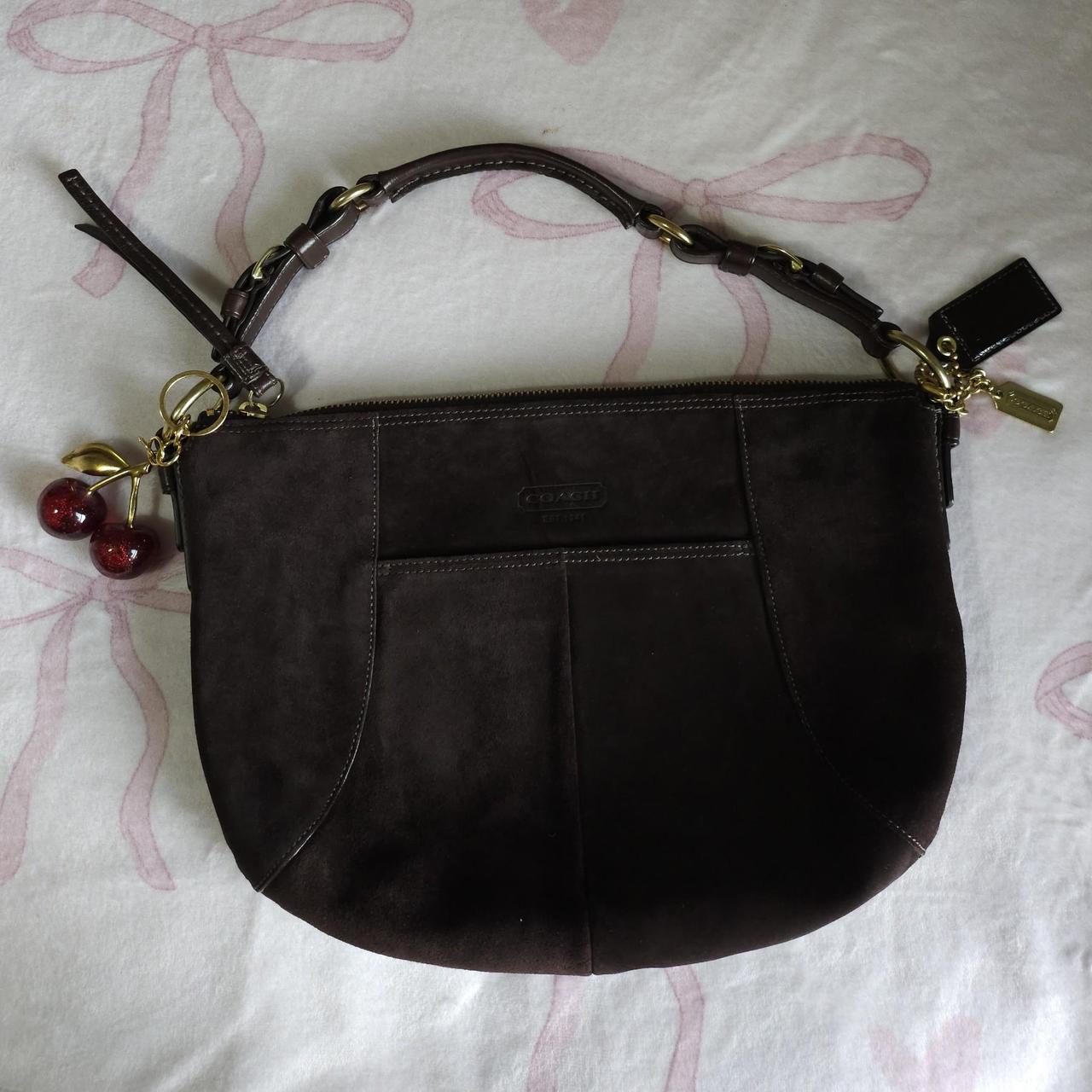 Y2K Vintage Coach Soho Brown Gold Suede Shoulder Bag Purse