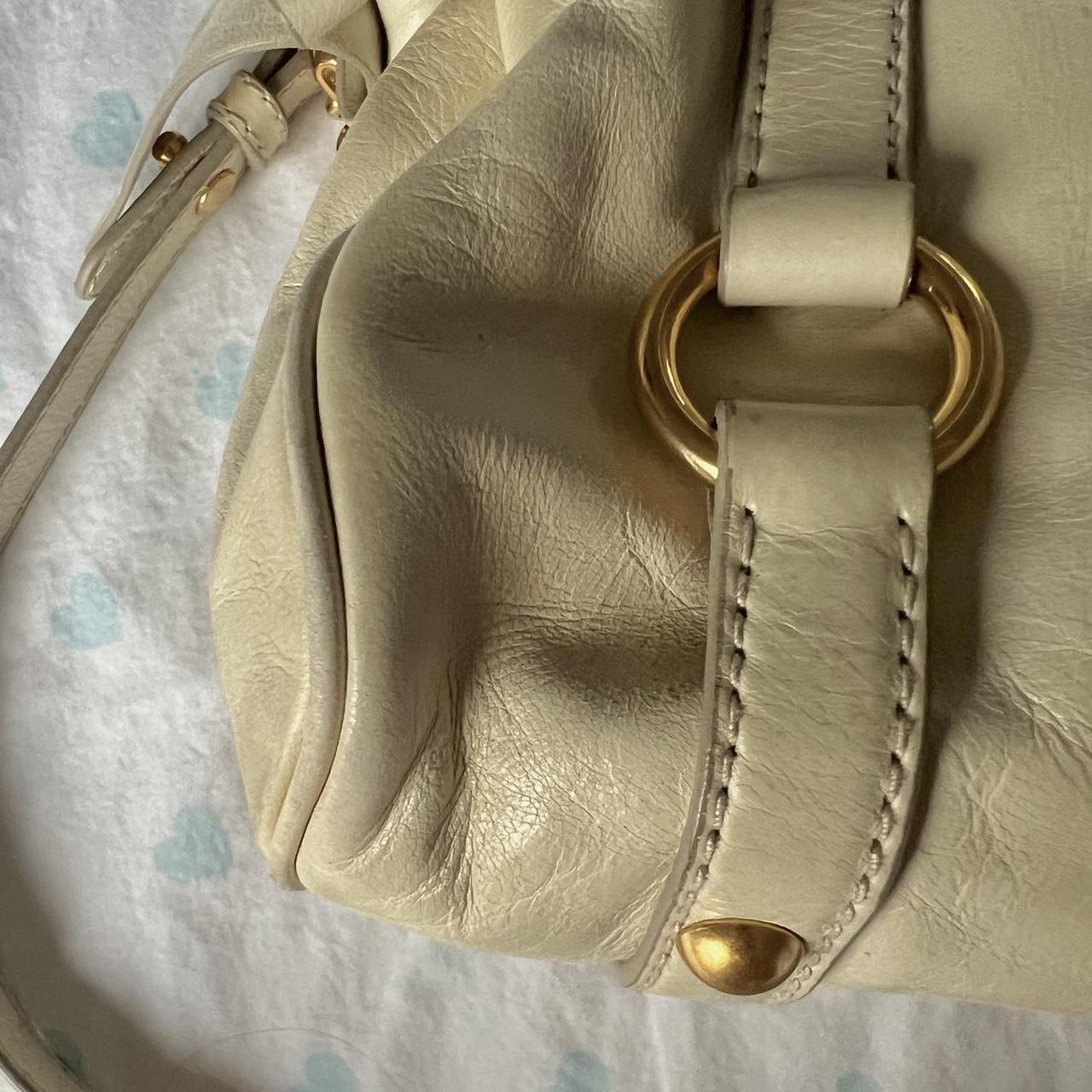 Authentic Cream Miu Miu Vitello Lux Bow Bag With Gold Hardware