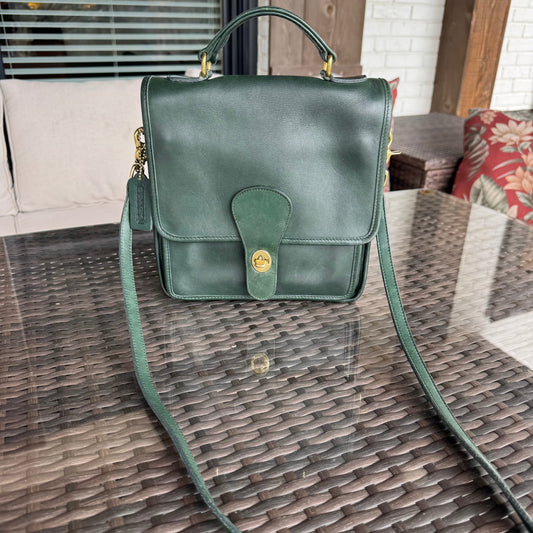 Vintage Coach Bottle Green Station Bag 5130