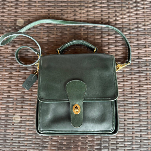 Vintage Coach Bottle Green Station Bag 5130
