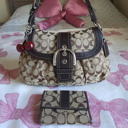 Y2K Vintage Coach Soho Signaure Cs Shoulder Purse With Wallet