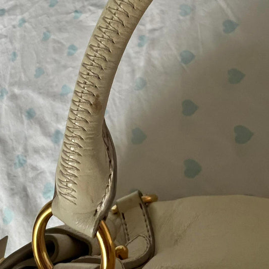Authentic Cream Miu Miu Vitello Lux Bow Bag With Gold Hardware